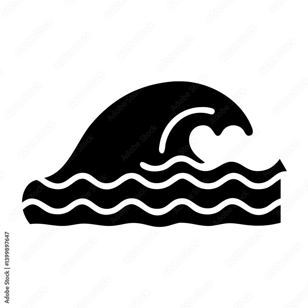 Fototapeta premium ocean wave icon, ocean wave silhouette vector illustration-simple silhouette illustration of ocean wave, perfect for ocean wave logos and icons