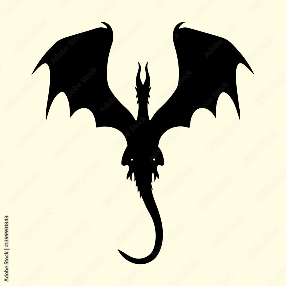 Fototapeta premium Majestic Dragon Silhouette Vector Illustration.