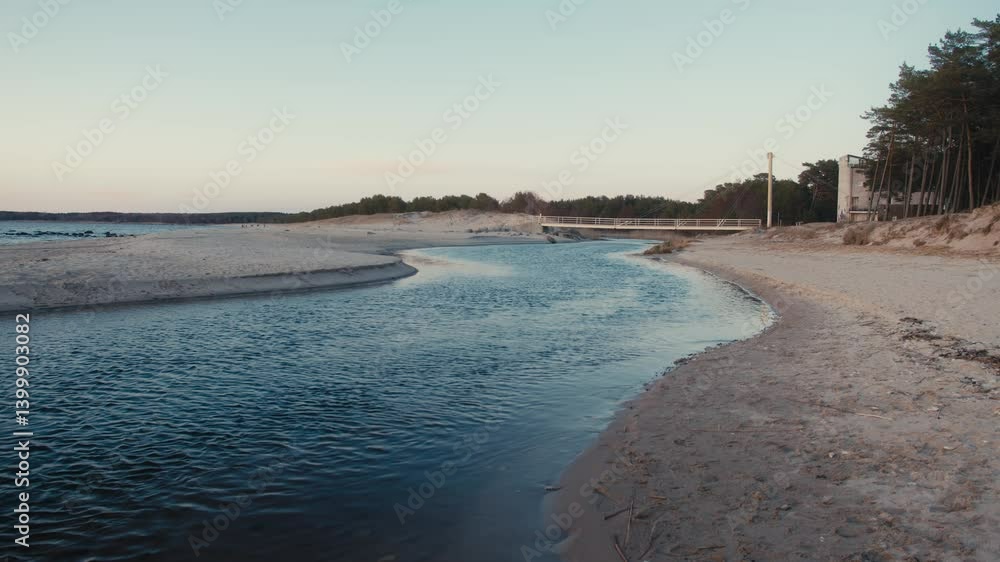 custom made wallpaper toronto digitalCurving Waters Leading to the Sea Beside a Dune-Edged Wooden Bridge