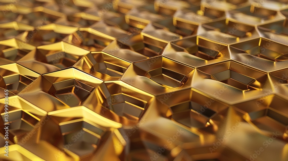 Fototapeta premium “Enchanting Golden Polygonal Background: A Visual Tapestry of Geometric Opulence