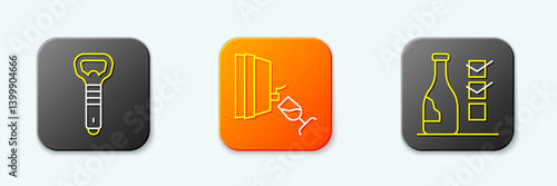 Set line Bottle opener, Wine tasting, degustation and of wine icon. Vector