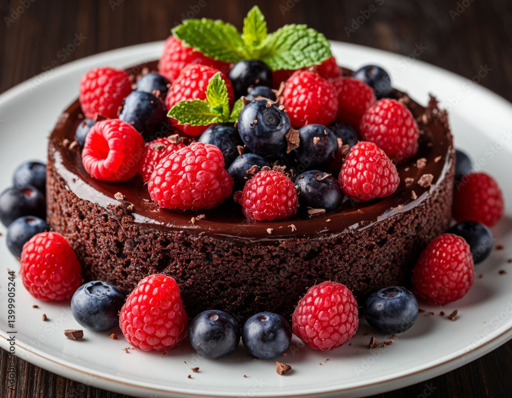 Chocolate cake with berries. Created by AI Chocolate cake with berries. Created by AI