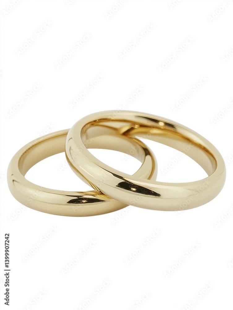 Two intertwined golden rings symbolizing commitment love and unity on a clean white background in a bright studio shot Two intertwined golden rings symbolizing commitment love and unity on a clean white background in a bright studio shot