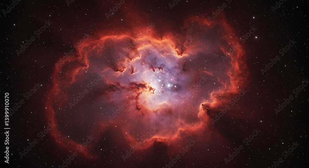 Fototapeta premium Crimson Nebula's Embrace AI Generated