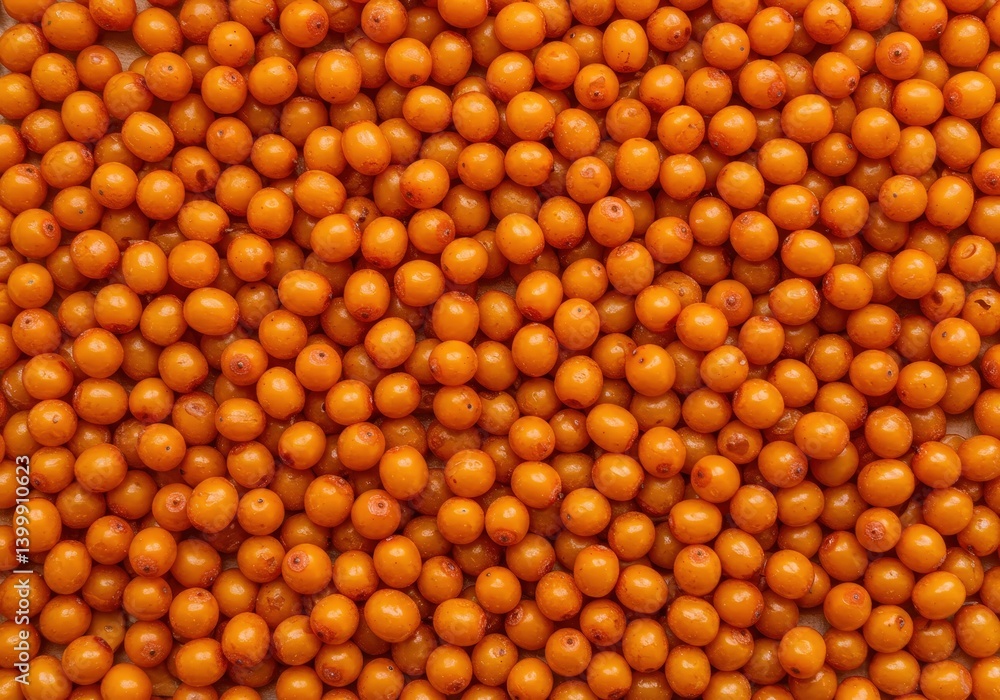 Fototapeta premium Sea buckthorn berries shine with vibrant orange color