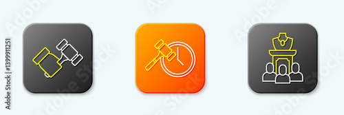 Set line Auction hammer, and jewelry sale icon. Vector
