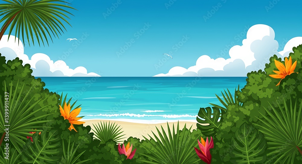 Fototapeta premium Tropical Vista AI Generated