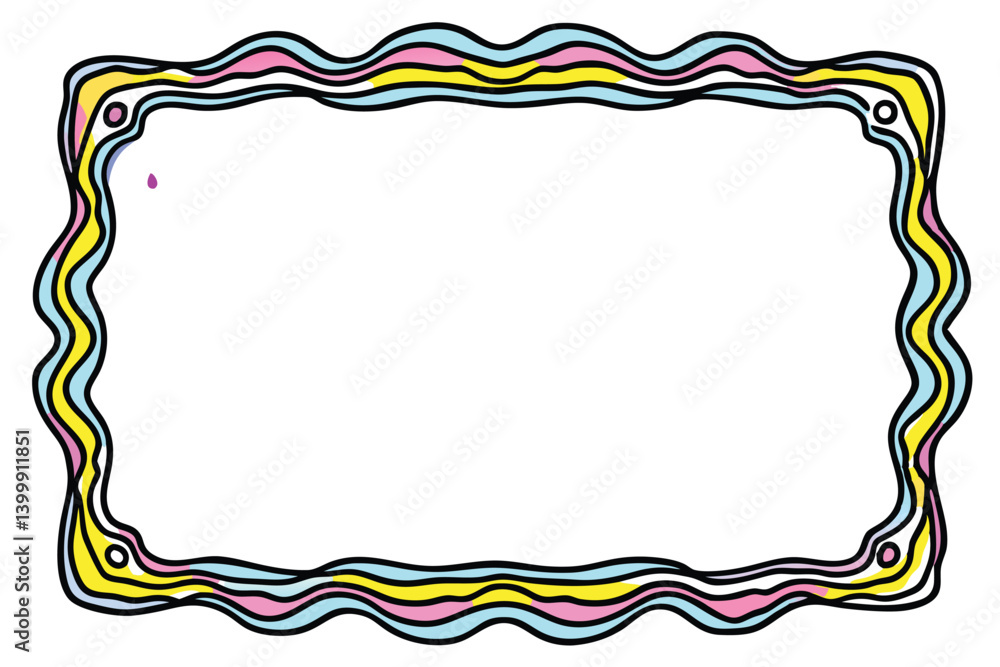 color doodle hand drawn frames with wavy lines color doodle hand drawn frames with wavy lines