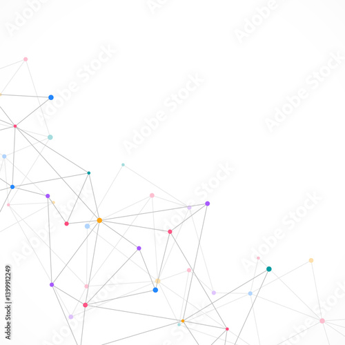 Minimalistic design with connecting the dots and lines. Abstract geometric background of science and technology concept