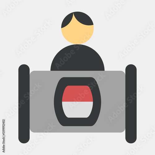 Icon voting booth. Indonesian general election elements. Icons in flat style. Good for prints, posters, infographics, etc.