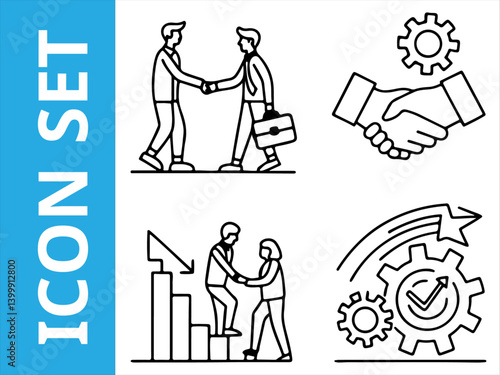 Business Man and Business Team – Professional Office Teamwork, Leadership, Collaboration, and Corporate Success in Flat Design | Vector Illustration