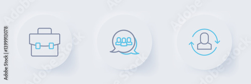 Set line Exchange work, Project team base and Briefcase icon. Vector