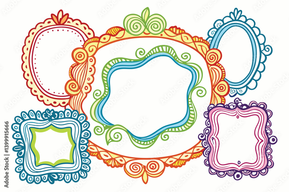 color doodle hand drawn frames with wavy lines color doodle hand drawn frames with wavy lines
