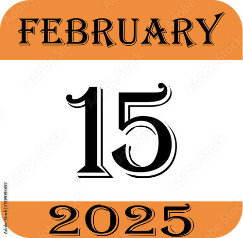 February 2025 calendar icon.Agenda plan, feb month schedule calendar and Time planner.Meeting appointment time.Calendar Event schedule date.calendar date icon on white background.