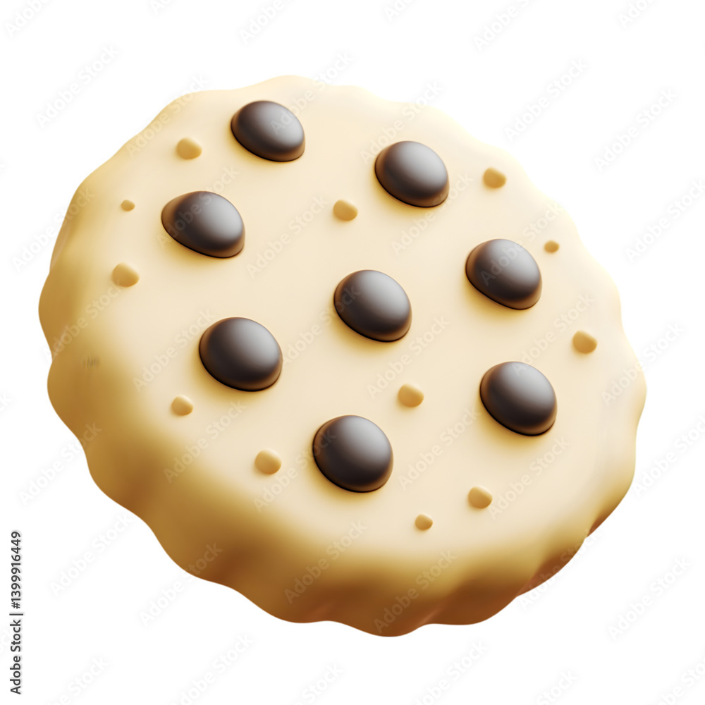 Fototapeta premium A cartoon graphic of a chocolate chip cookie.