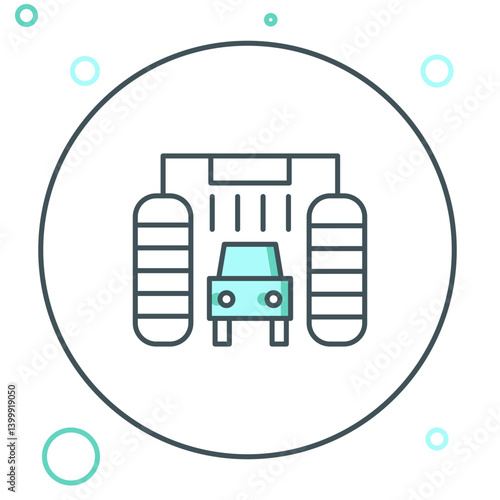 Line Car wash icon isolated on white background. Carwash service and water cloud icon. Colorful outline concept. Vector