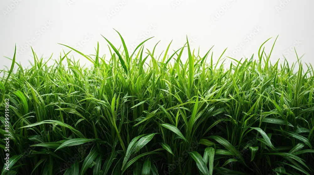 Obraz premium Vibrant Green Grass on White Background - Clean and Fresh Nature Image