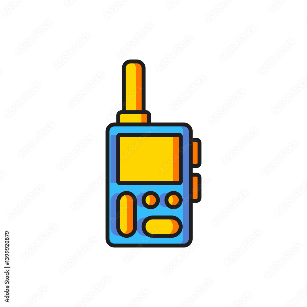 Color Walkie talkie icon isolated on white background. Portable radio transmitter icon. Radio transceiver sign. Flat filled outline style with shadow. Vector Color Walkie talkie icon isolated on white background. Portable radio transmitter icon. Radio transceiver sign. Flat filled outline style with shadow. Vector