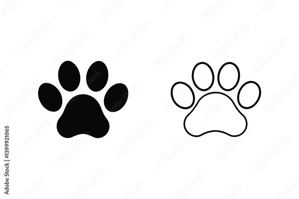 Paw Print Vector Graphics Black And White Animal Footprint Outline