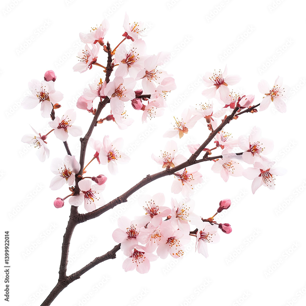 Fototapeta premium Delicate Pink Cherry on transparent background
