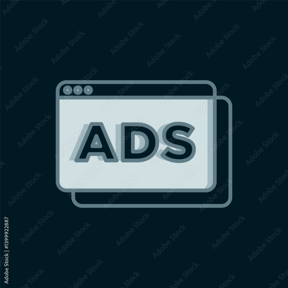 Line Advertising icon isolated on black background. Concept of marketing and promotion process. Responsive ads. Social media advertising. Flat filled outline style with shadow. Vector Line Advertising icon isolated on black background. Concept of marketing and promotion process. Responsive ads. Social media advertising. Flat filled outline style with shadow. Vector