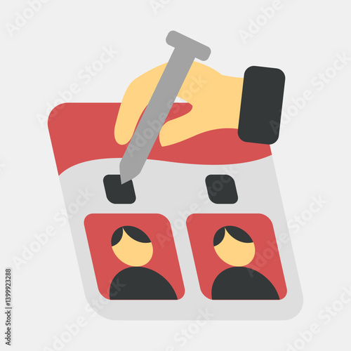 Icon vote on the ballot. Indonesian general election elements. Icons in flat style. Good for prints, posters, infographics, etc.