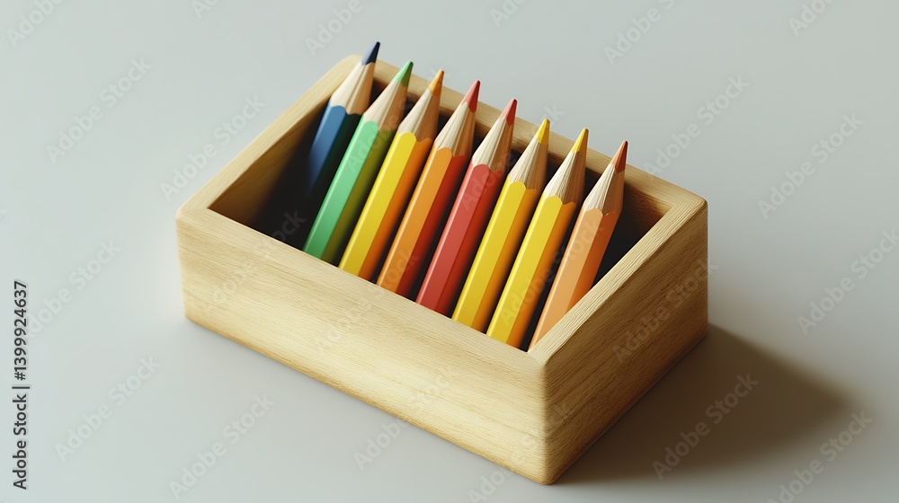 Fototapeta premium A small box of color pencils.