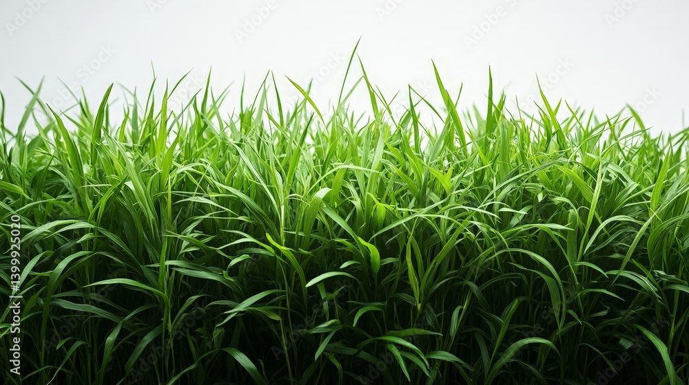 Obraz premium Vibrant Green Grass on White Background - Clean and Fresh Nature Image