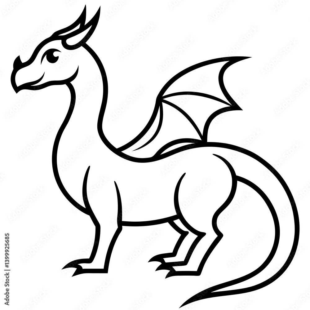 Fototapeta premium Minimalist Dragon line art