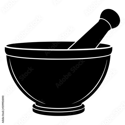 Mortar hoe silhouette vector illustration