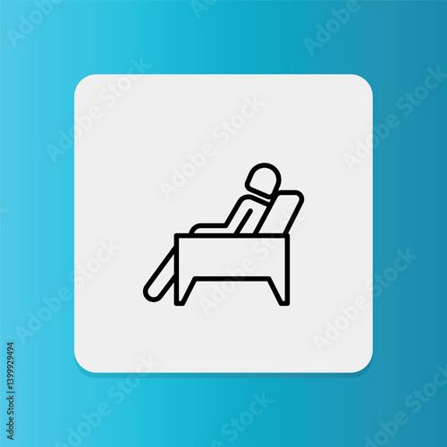 An icon of a person resting or being treated on a hospital bed, symbolizing care or recovery.