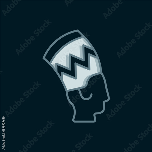 Line Nefertiti icon isolated on black background. Flat filled outline style with shadow. Vector