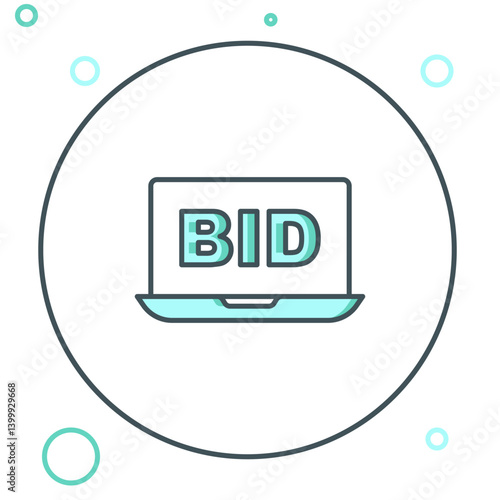 Line Online auction icon isolated on white background. Bid sign. Auction bidding. Sale and buyers. Colorful outline concept. Vector