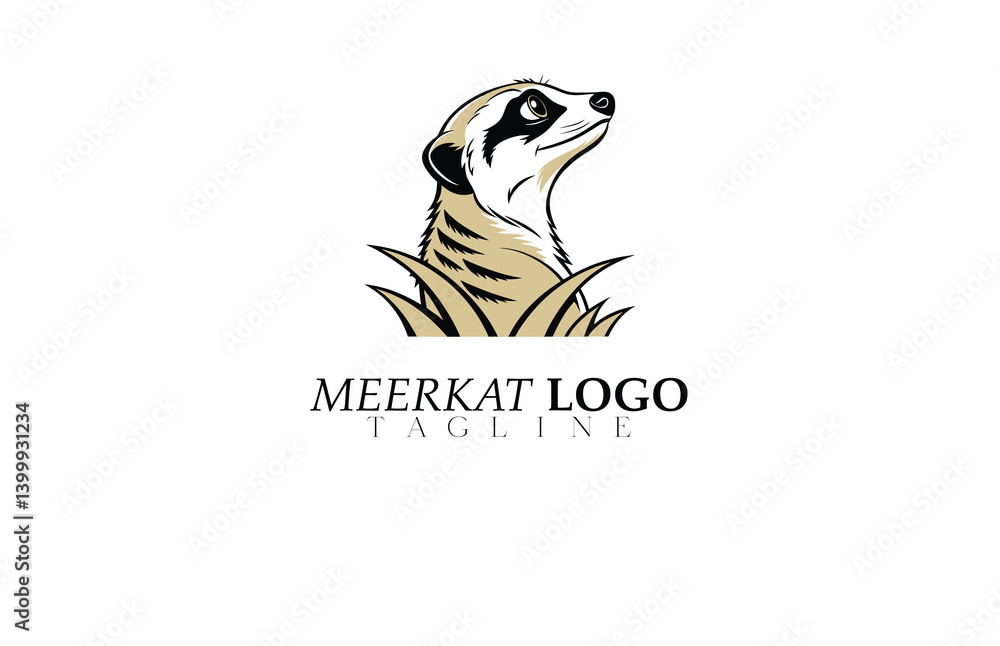 Fototapeta premium Cartoon Meerkat Logo Vector – Happy Mascot for Children's Books, Toys, and Youth-Focused Projects – Editable Adobe Stock Asset.