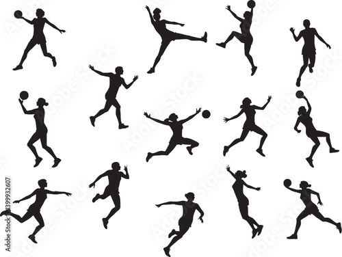 Wallpaper Mural Volleyball Players Silhouettes Jumping and Playing with Ball Torontodigital.ca