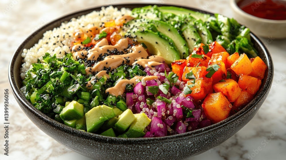 Colorful And Healthy Quinoa Bowl With Fresh Vegetables. Perfect For Healthy Eating And Dietary Needs. Colorful And Healthy Quinoa Bowl With Fresh Vegetables. Perfect For Healthy Eating And Dietary Needs.