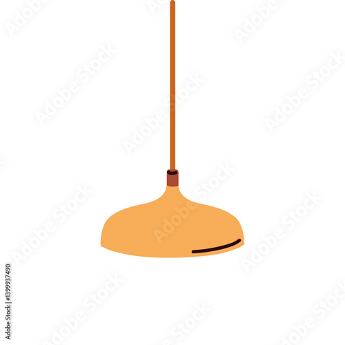 Pendant ceiling lamp, home interior lighting design. Hanging chandelier for in mid-century modern style, elegant decor with cord and shade. Flat vector illustration isolated on white background
