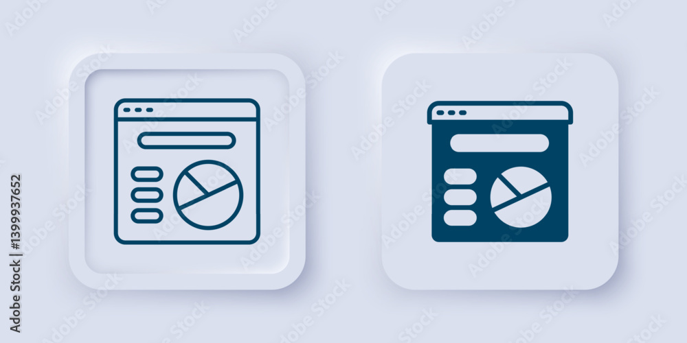 Filled and outline Pie chart infographic icon isolated on grey background. Diagram chart sign. Square button. Vector Filled and outline Pie chart infographic icon isolated on grey background. Diagram chart sign. Square button. Vector