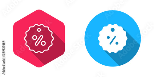 Filled and outline Discount percent tag icon isolated with long shadow background. Shopping tag sign. Special offer sign. Discount coupons symbol. Vector