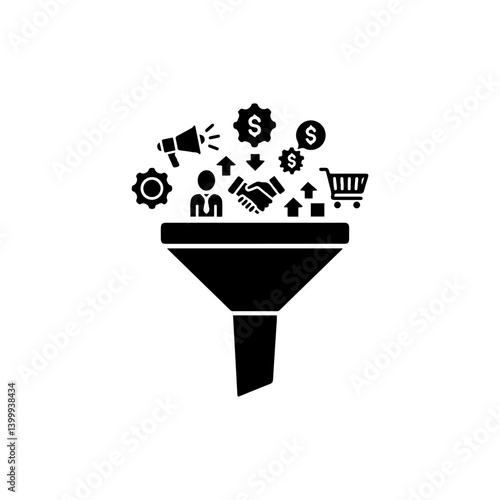 Sales Funnel with Icons Representing Stages of the Sales Process