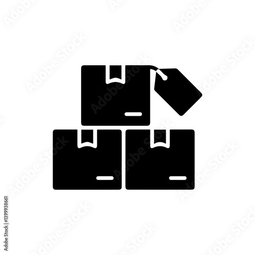 Stack of Product Boxes with Tag Representing Bulk Sales or Product Bundles
