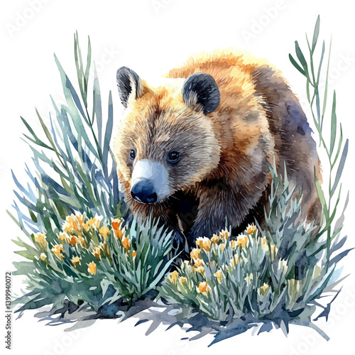 Wombat, watercolor vector, isolated on a white background.