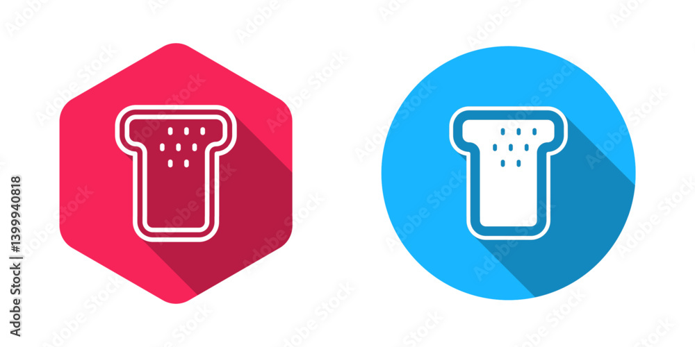 Filled and outline Bread toast for sandwich piece of roasted crouton icon isolated with long shadow background. Lunch, dinner, breakfast snack. Vector Filled and outline Bread toast for sandwich piece of roasted crouton icon isolated with long shadow background. Lunch, dinner, breakfast snack. Vector