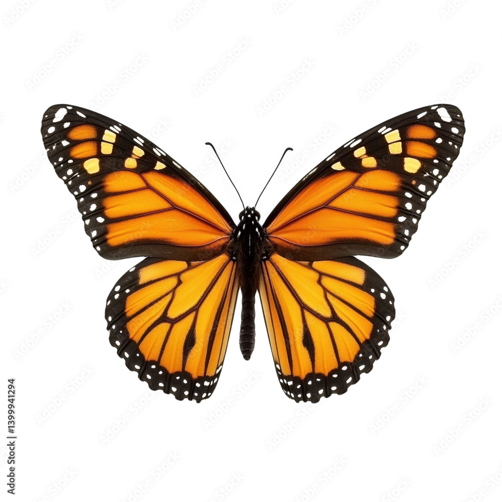 Fototapeta premium Common Tiger Butterfly or Danaus Genutia isolated on white background insect animal wildlife orange and black butterfly beautiful monarch butterfly nature wings colorful flying insect entomology