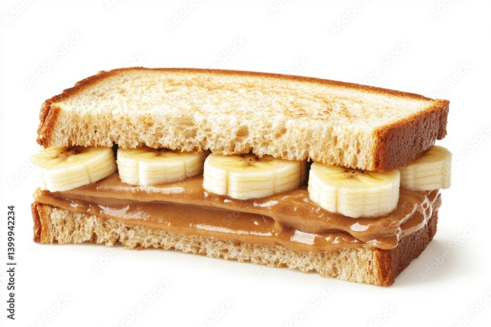 Delicious peanut butter and banana sandwich on white bread a classic comfort food snack for breakfast or lunch simple and healthy Delicious peanut butter and banana sandwich on white bread a classic comfort food snack for breakfast or lunch simple and healthy