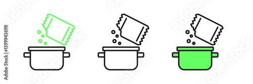 Set line Cooking pot and spice icon isolated on white background. Boil or stew food symbol. Vector