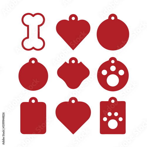 Pet Tag Vector Shape Collection.
