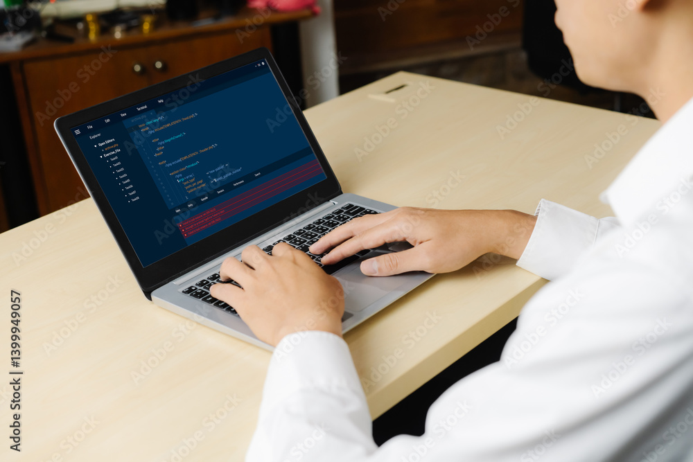 Software development programming on computer screen for modish application and program coding