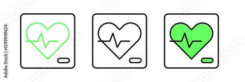 Set line Heart rate icon isolated on white background. Heartbeat sign. Heart pulse icon. Cardiogram icon. Vector