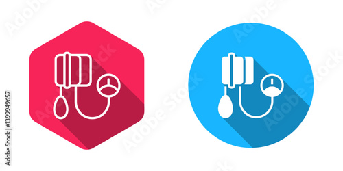 Filled and outline Blood pressure icon isolated with long shadow background. Vector
